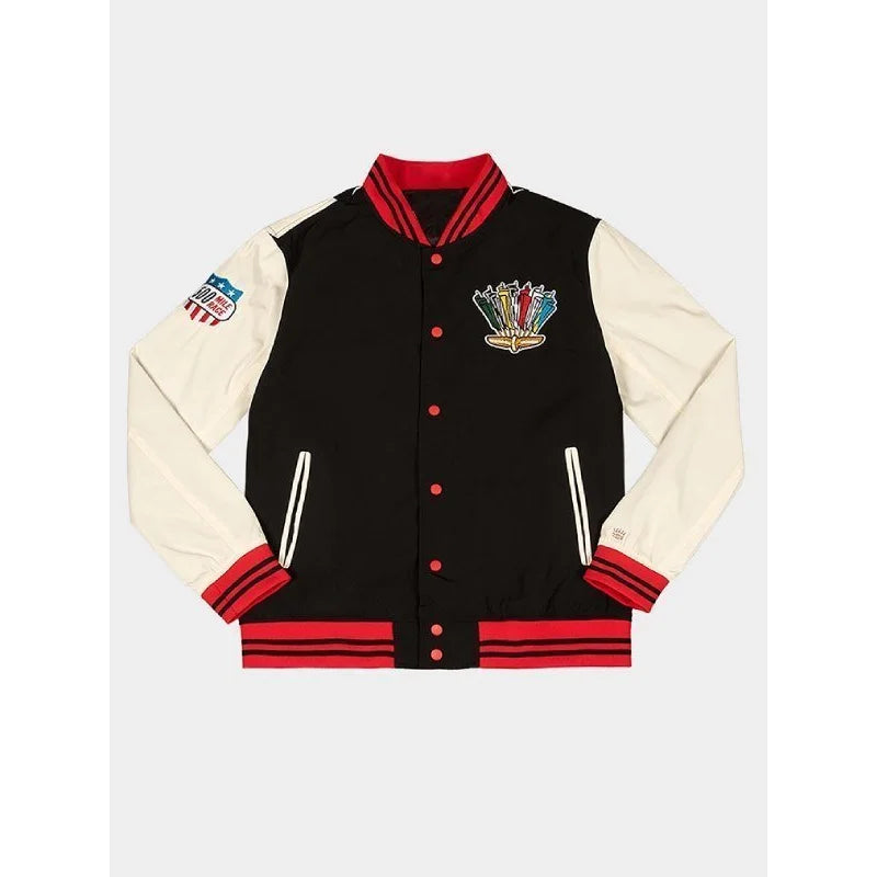 IMS Indianapolis 500 Checkered Flag Black & Beige Jacket Functional Travel Bomber