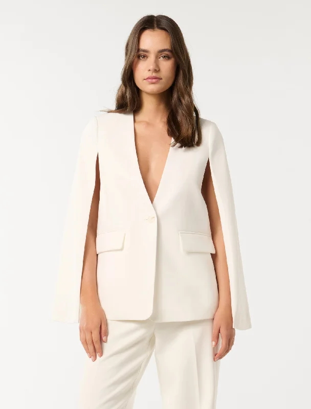 Jane Cape Blazer Retro Plaid Jumpsuit