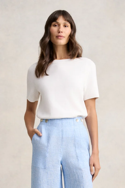 Boat Neck Knit Top Casual Loose Jumpsuit