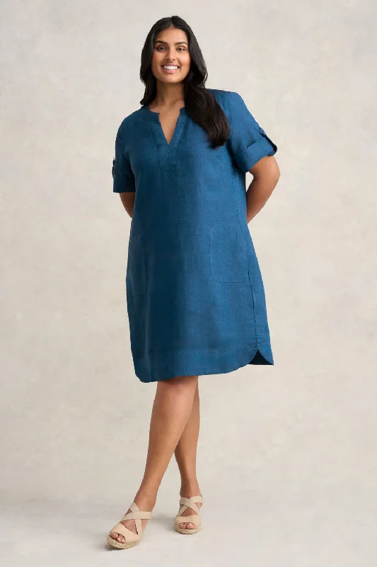 French Linen Shift Dress Layered Effect Jumpsuit