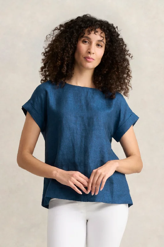 Linen Button Back Top Ribbed Knit Overalls
