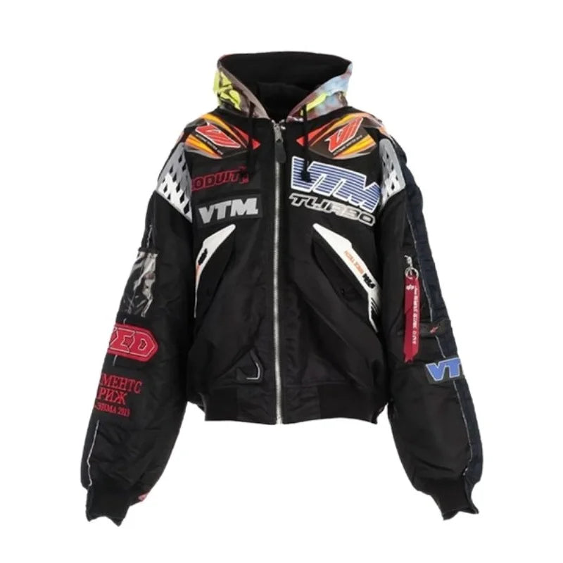 Rapper Kanye West Racing Bomber Jacket Streetwear Crop Bomber