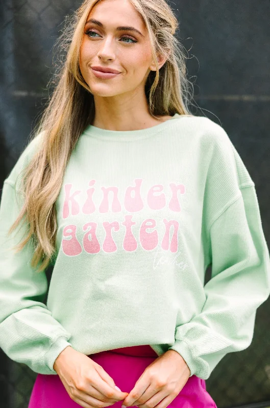Kindergarten Teacher Melon Graphic Corded Sweatshirt Distressed Denim Overalls