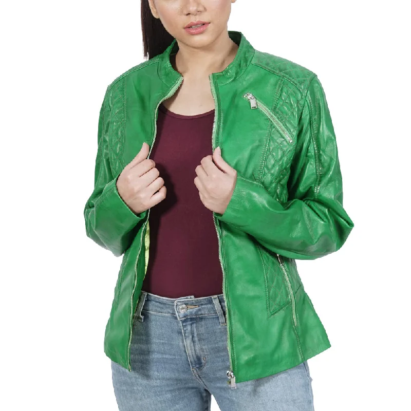 Kosovo Biker Green Leather Jacket Oversized Street Bomber