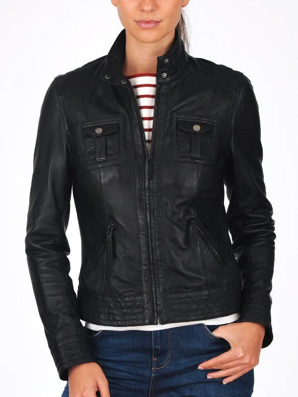 Koza Leathers Women's Real Lambskin Leather Bomber Jacket KW083 Boxy Oversized Bomber