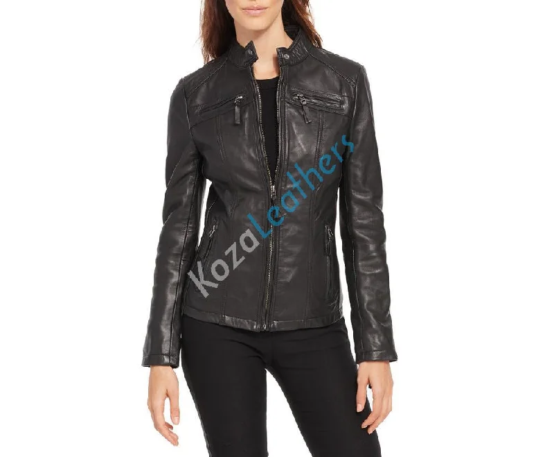 Koza Leathers Women's Real Lambskin Leather Bomber Jacket KW102 Silky Smooth Bomber