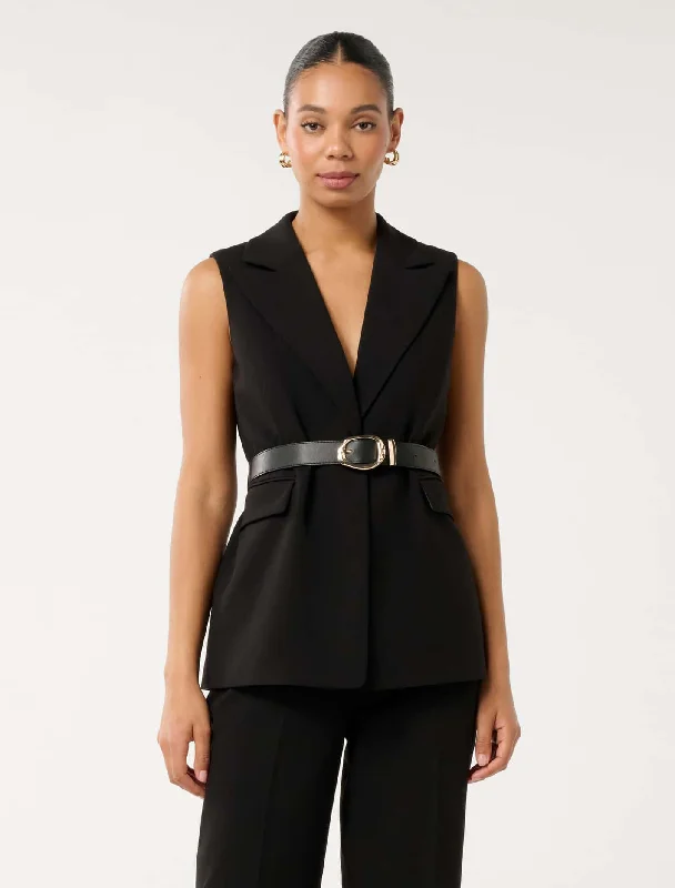 Mackenzie Sleeveless Blazer Utility Pocket Jumpsuit
