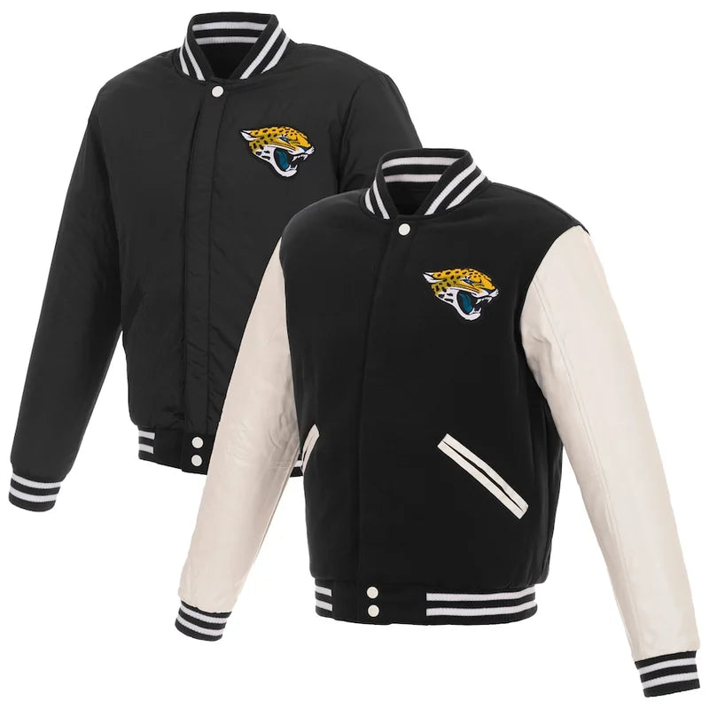 Men's NFL Pro Line by Fanatics Branded Jaguars Reversible Full-Snap Jacket Short Zip Bomber