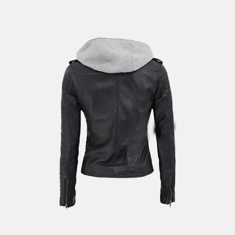 Multi Style Bomber Leather Jacket with Removable Hood Ultra-Warm Fleece Bomber