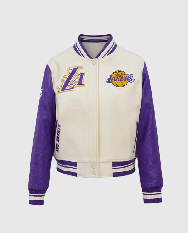 NBA Los Angeles Lakers Women's Purple-white Varsity Jacket Print Jacket Jacquard Jacket Embroidered Jacket