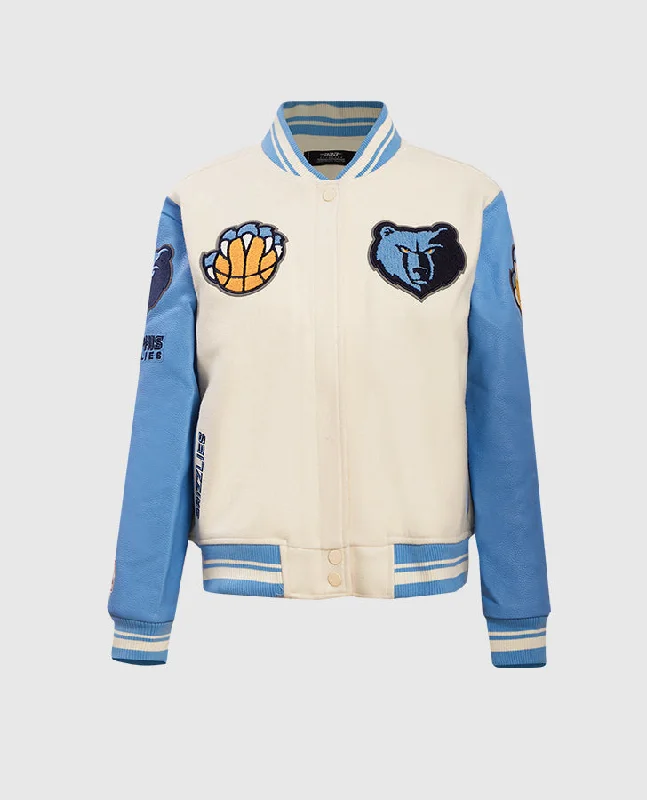 NBA Memphis Grizzlies Women's Rib Wool Varsity Jacket Chenille Jacket Brocade Jacket Lace Jacket
