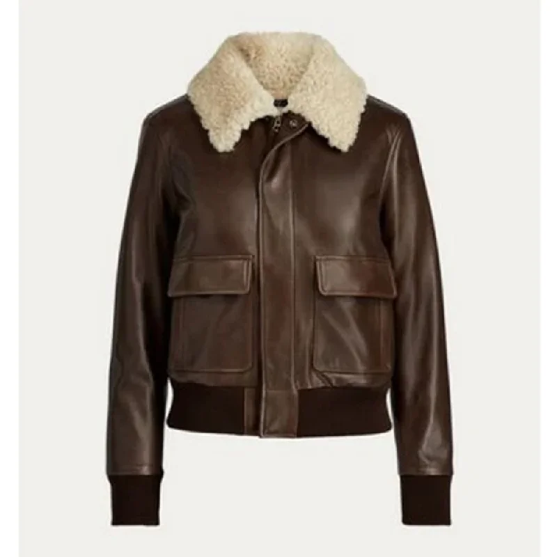 New Women Aviator lambskin  Motorbike Leather Bomber Jacket Mesh Paneled Bomber
