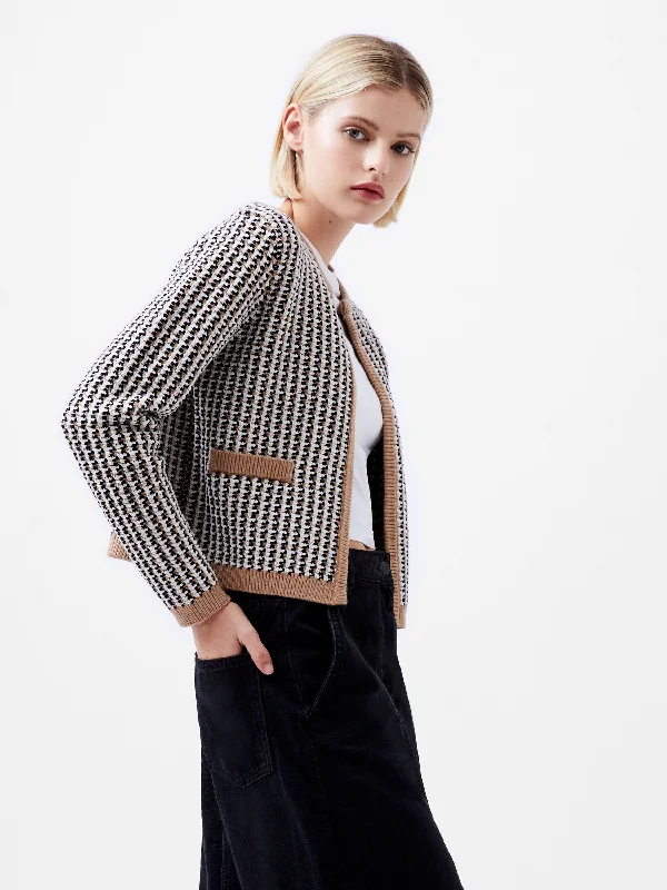 Noar Cardigan Checkered Plaid Overalls
