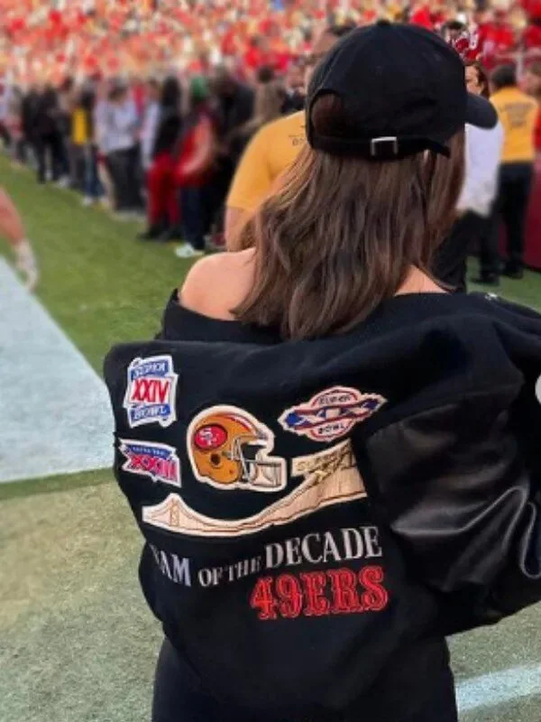 Olivia Culpo San Francisco 49ers Bomber Jacket Classic Navy Bomber