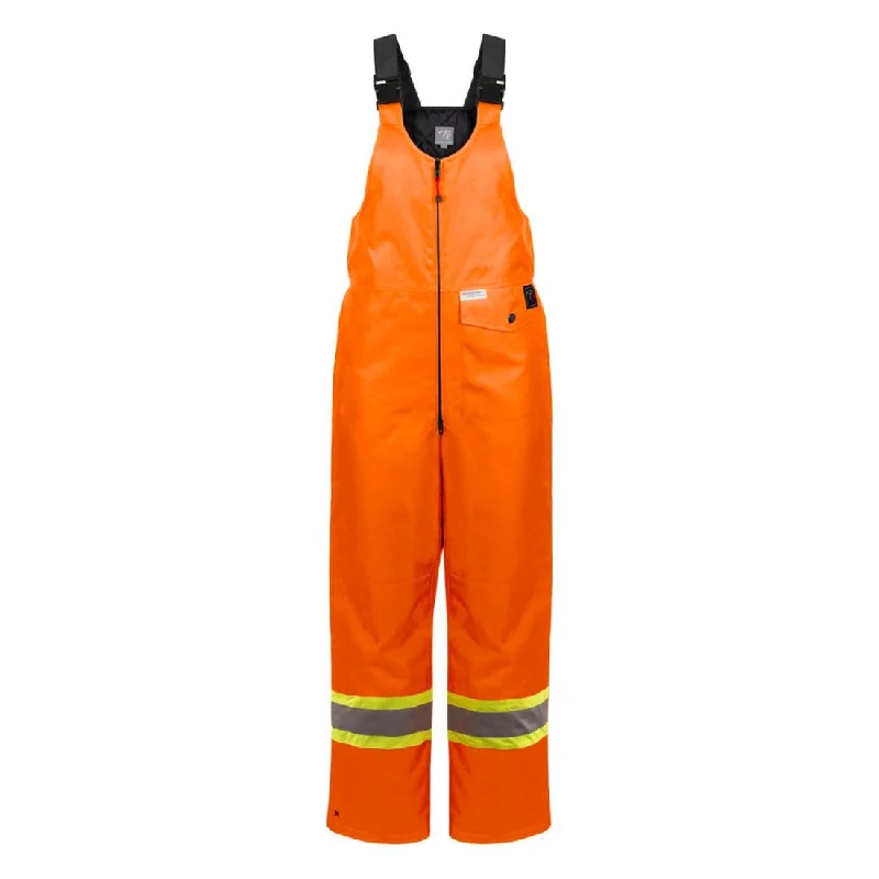 P&F Women’s High Visibility Insulated Waterproof CSA Safety Bib Overalls - PF-9001 Orange Vintage Corduroy Jumpsuit