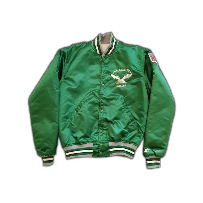 Philadelphia Eagles 90’s Green Satin Jacket Warm Sherpa Bomber