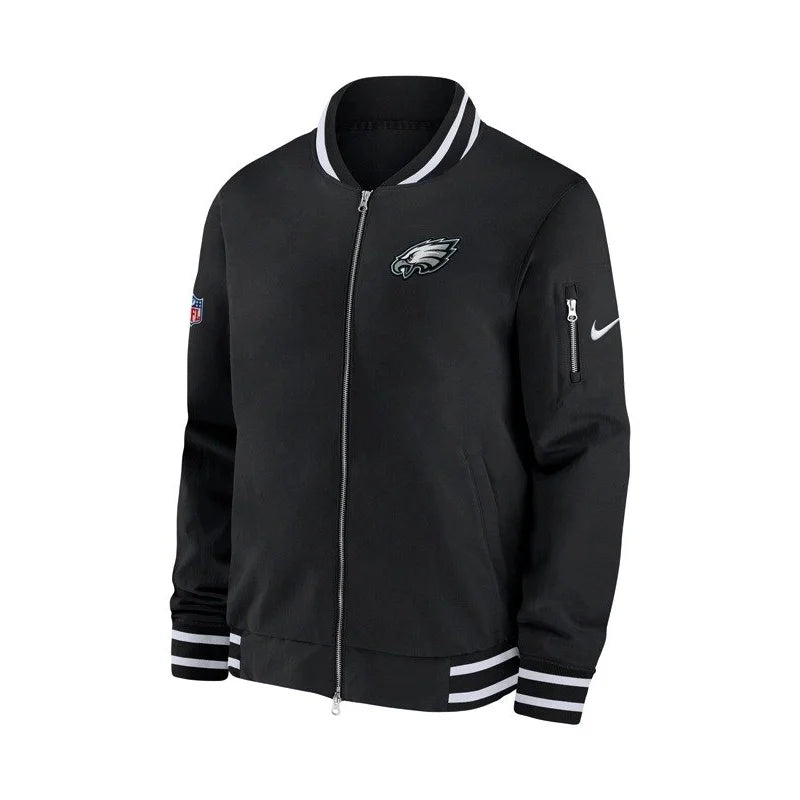 Philadelphia Eagles Sideline Coach Bomber  Black Jacket Sport Luxe Bomber