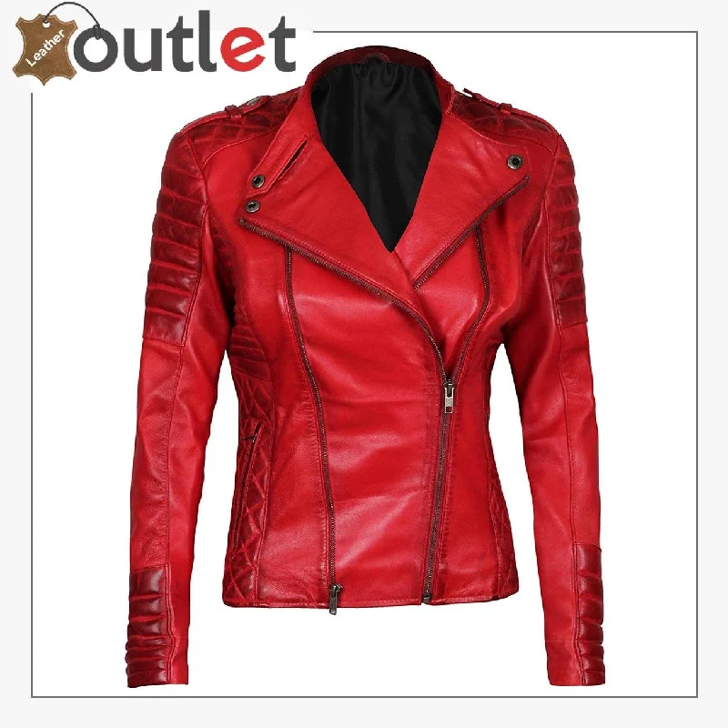 Premium Lambskin Leather Bomber Jacket For Women Classic Navy Bomber