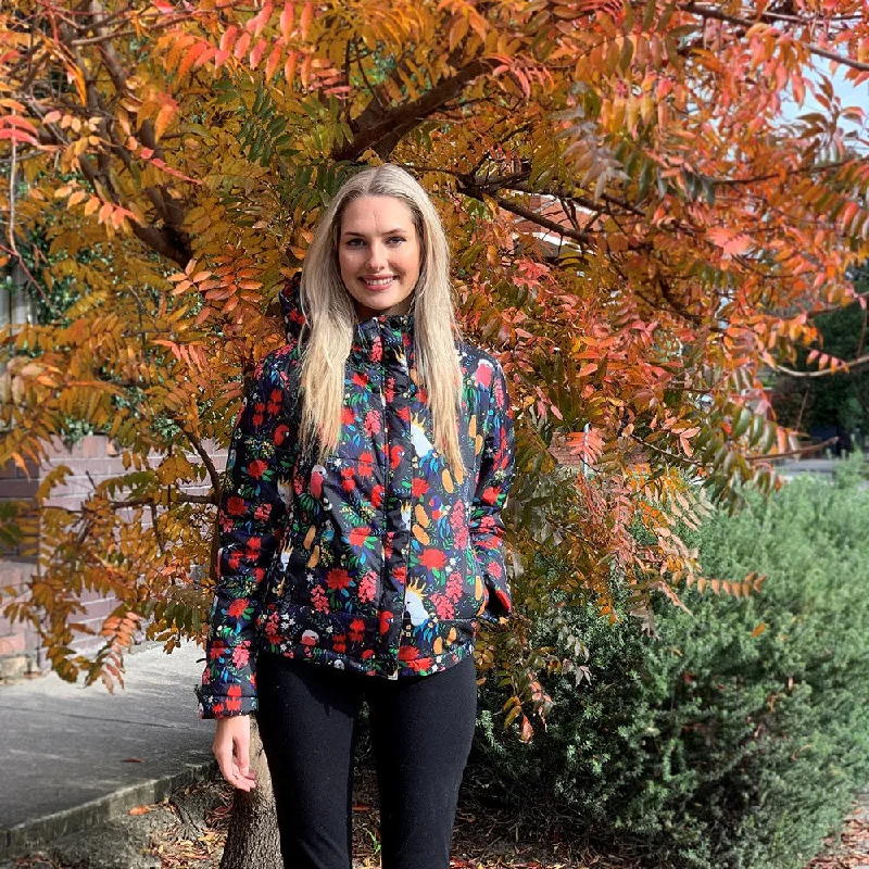 Puffer Jacket: Bush Parrots Warm Padded Bomber
