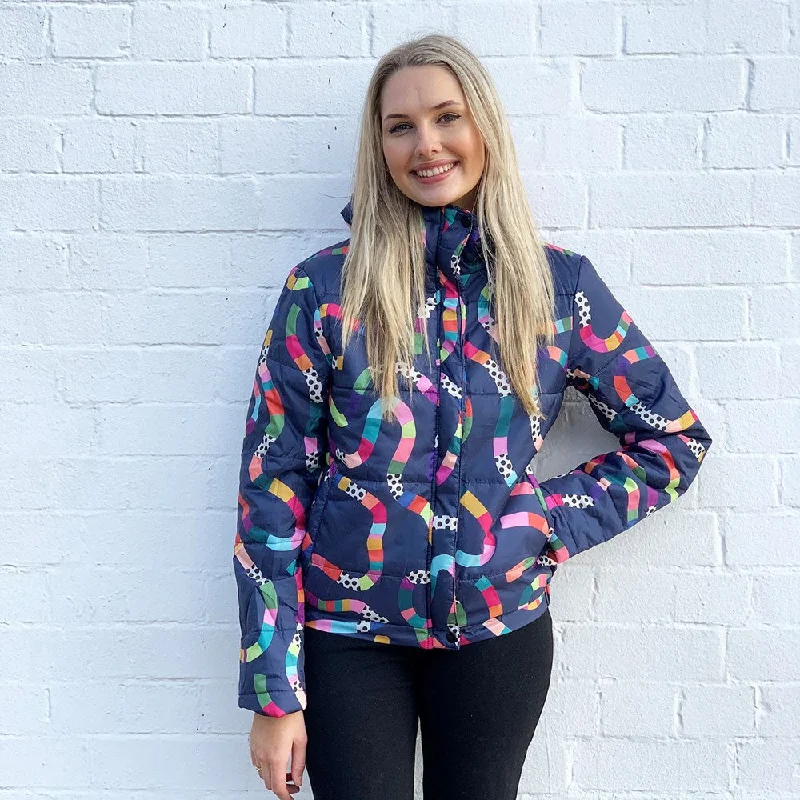Puffer Jacket: Rainbow Topographic Premium Tailored Bomber