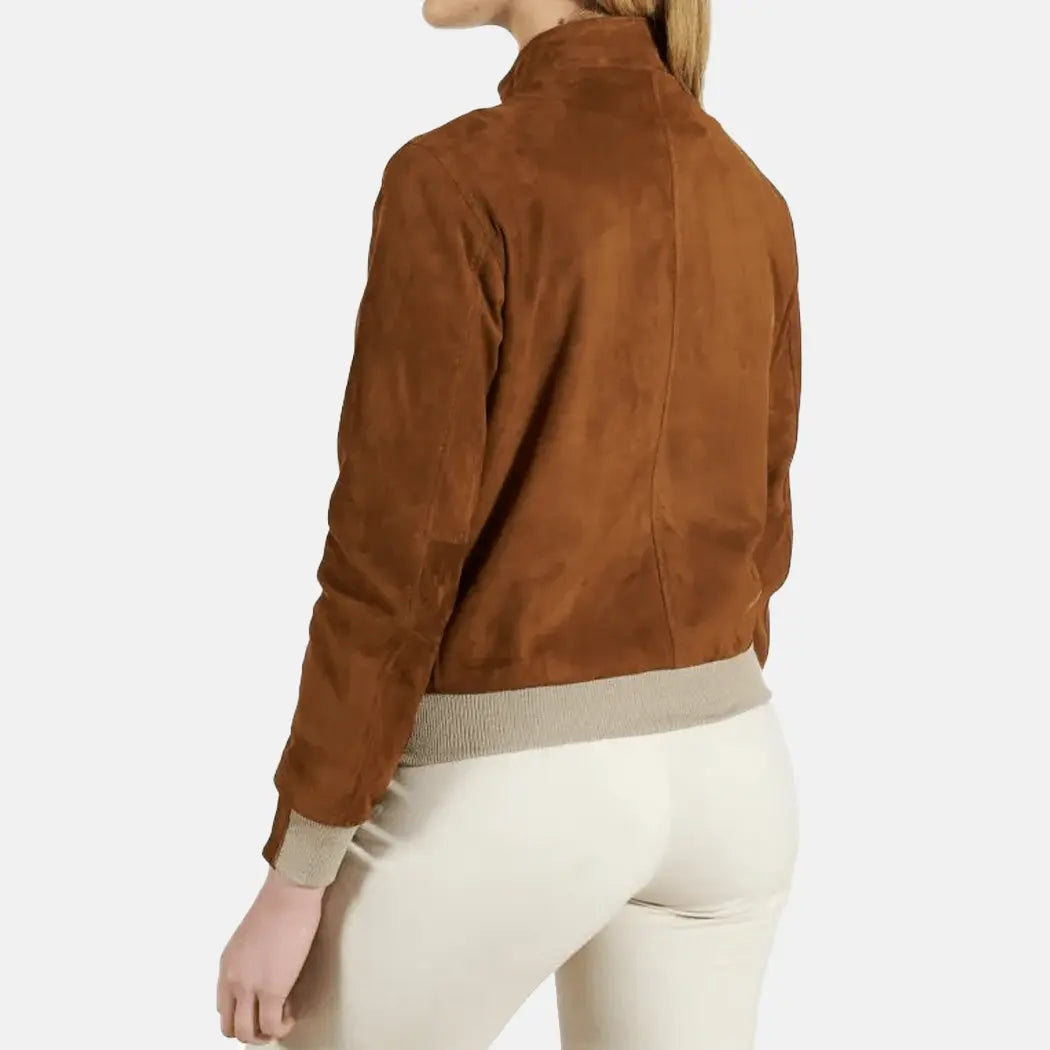 Skyward City Leather Bomber Jacket Women Printed Satin Bomber