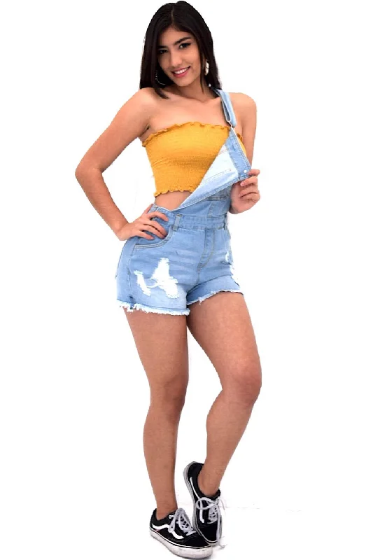 Sydney, Distressed overall shorts Paperbag Waist Overalls