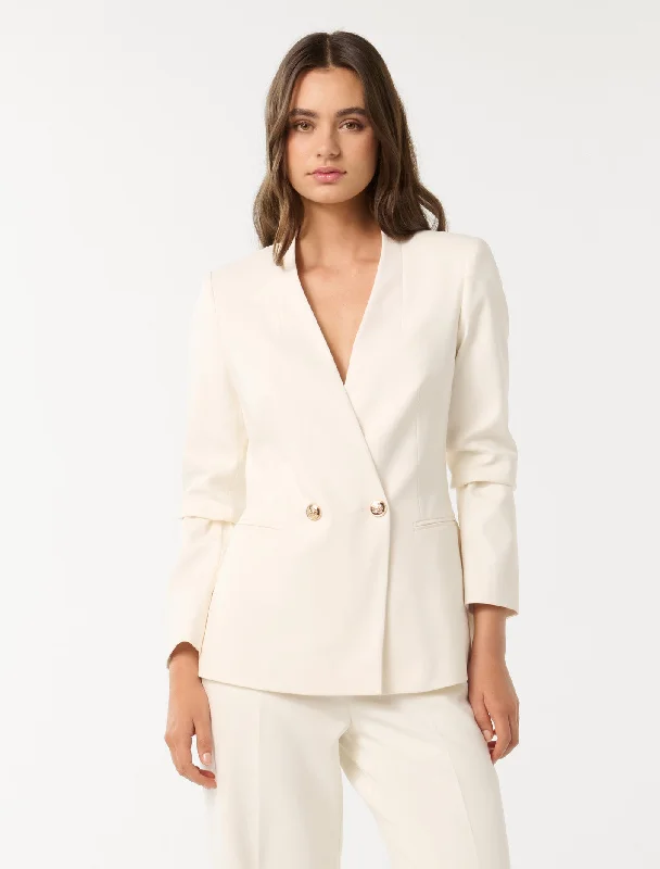 Taylor Double Breasted Blazer Playful Floral Overalls