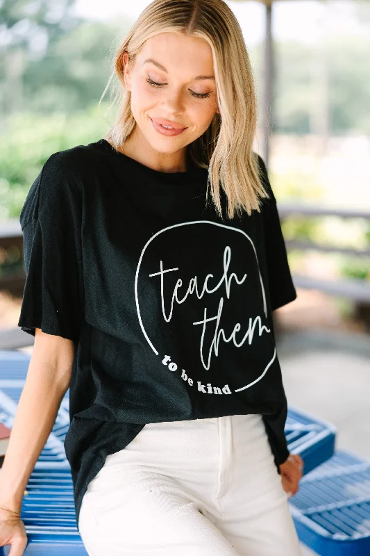 Teach Them To Be Kind Black Graphic Tee Pastel Tone Jumpsuit
