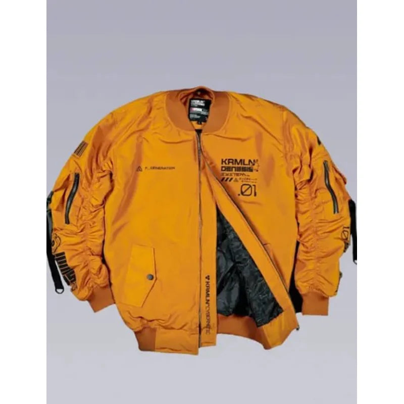 Techwear Satin Bomber Jacket Retro Baseball Bomber