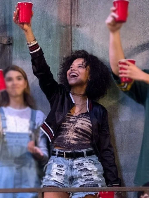 That ’90s Show Ashley Aufderheide Black Cropped Jacket Edgy Moto Bomber