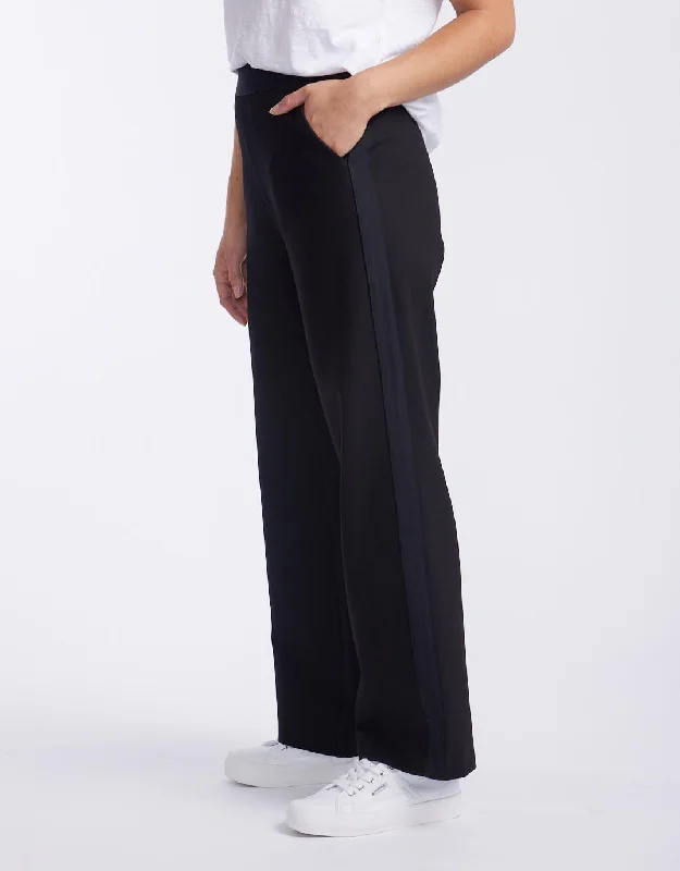 Timeless Straight Leg Ponti Pant - Black On Black Draped Wide-Leg Jumpsuit