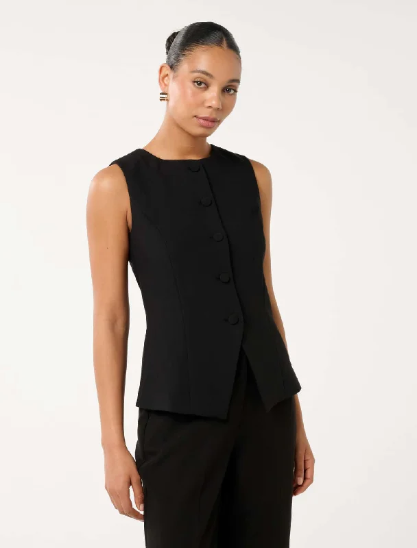 Toni High Neck Waistcoat Corduroy Flared Overalls