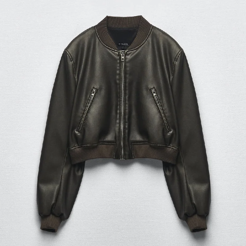 Women Black Aviator A1 Bomber Jacket Colorful Patch Bomber