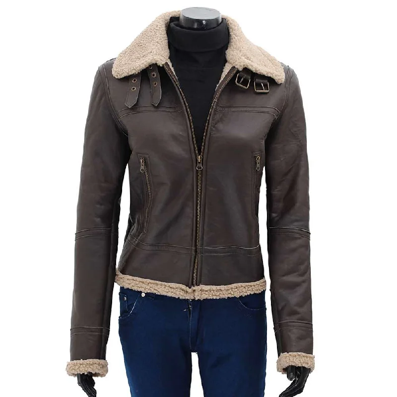 Dark Brown Bomber Leather Jacket Cardigan Sweater Pullover