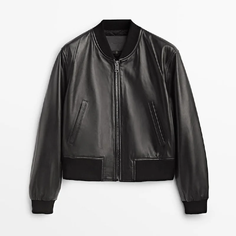 Women's RAF Aviator Sheepskin Shearling Bomber Leather Jacket Fleece Jacket Down Jacket Parka