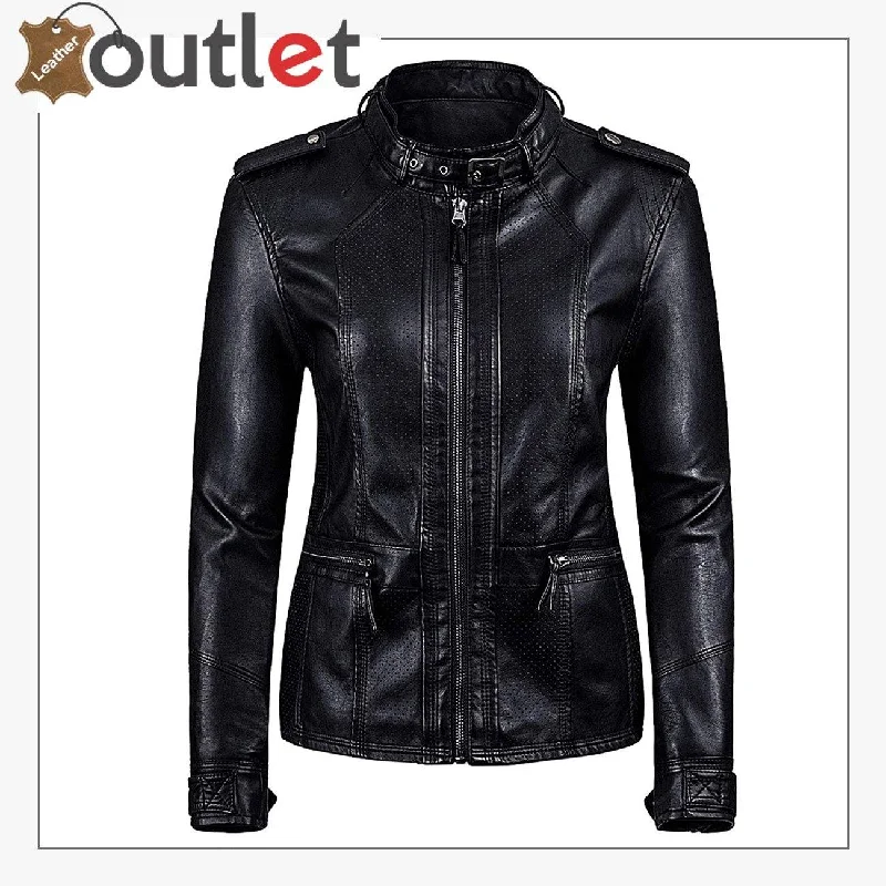 Womens Vegan Leather Bomber Motorcycle Jacket M Black Fluffy Teddy Bomber