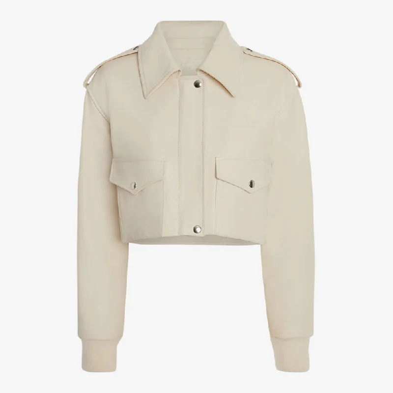 Women's White RAF Aviator  Sheepskin Shearling  Leather Bomber Jacket Denim Jacket Leather Jacket Suede Jacket
