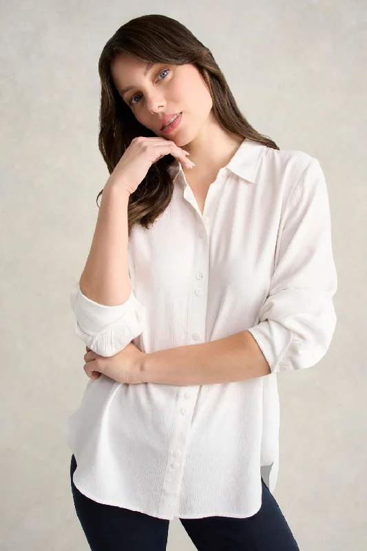 Long Line Crinkle Shirt Long Sleeve Jumpsuit