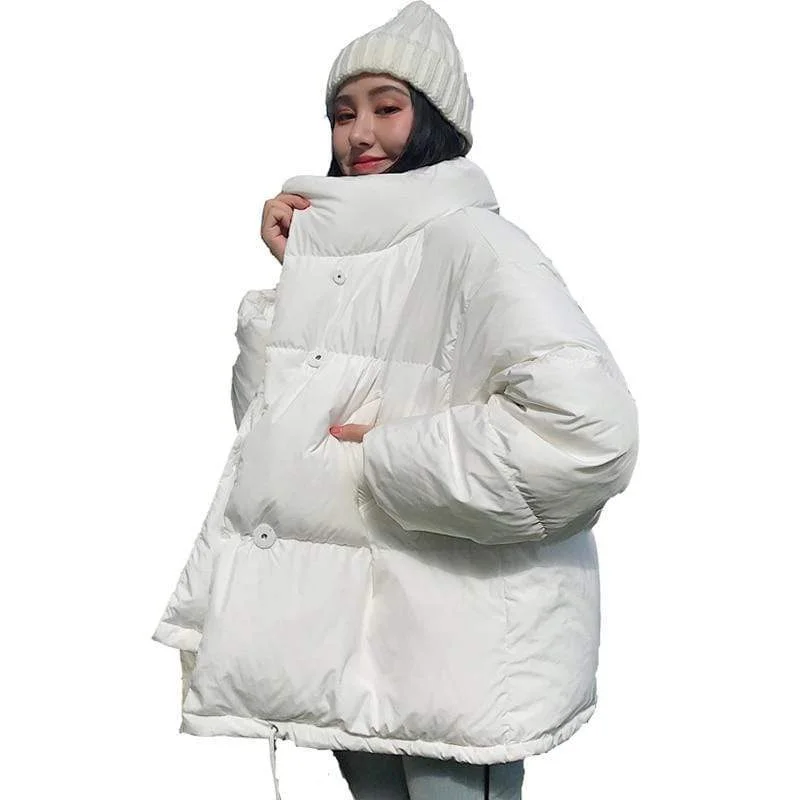 Korean Style  Winter Jacket  Loose Oversized Short Parka Cotton Jacket Linen Jacket Terry Jacket