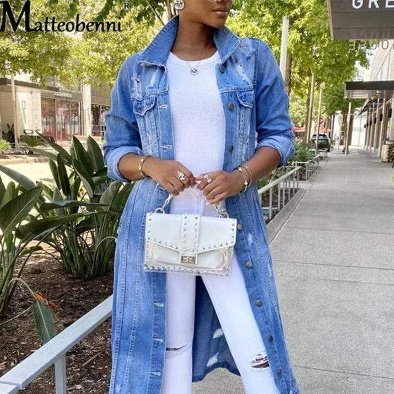Streetwear Ripped Denim Women Jacket Zip Front Button Front Snap Front