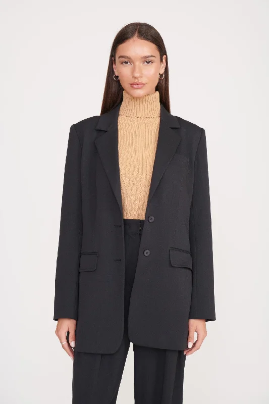 CITY BLAZER | BLACK V-Neck Jacket Boat Neck Jacket Square Neck Jacket
