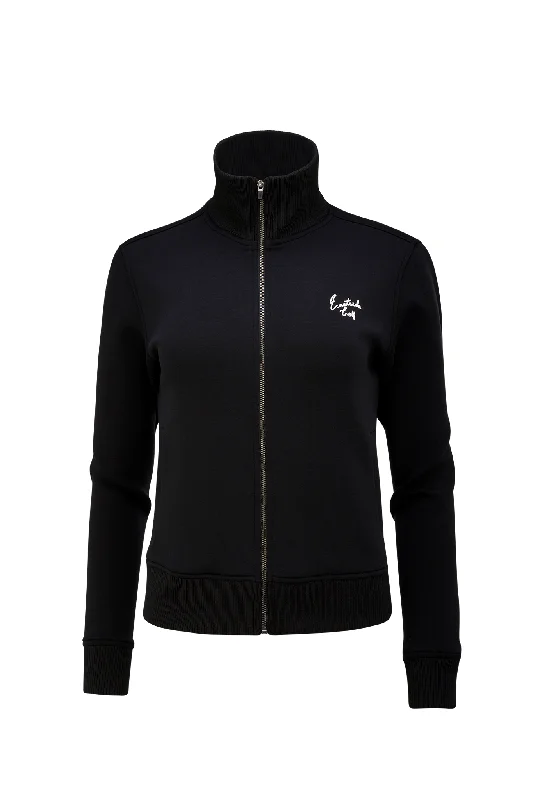 Black Women's Tech Fleece Knit Collar Jacket Faux Fur Jacket Real Fur Jacket Shearling Jacket