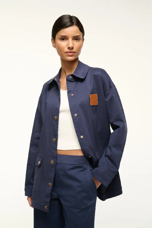 ESTERO JACKET | NAVY Boat Neck Shawl Collar Notched Collar