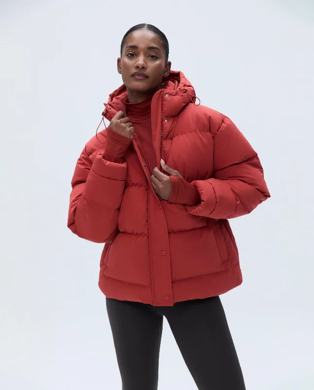 Hooded Puffer Jacket - Vintage Red Corduroy Jacket Velvet Jacket Brocade Jacket
