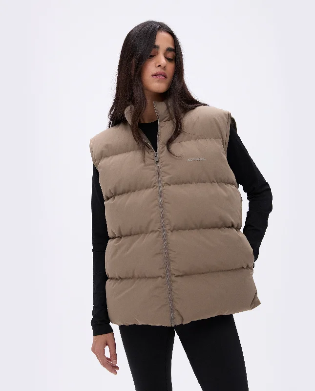 Padded Oversized Gilet - Cocoa Brown Toggled Jacket Drawstring Jacket Belted Jacket