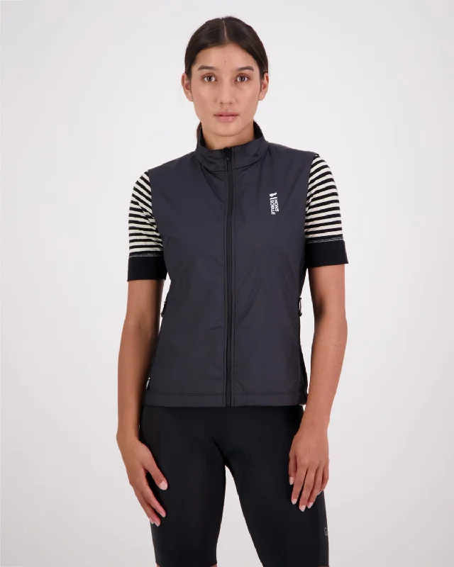 Redwood Merino Wind Vest - Black Satin Fabric Silk Fabric Chiffon Fabric