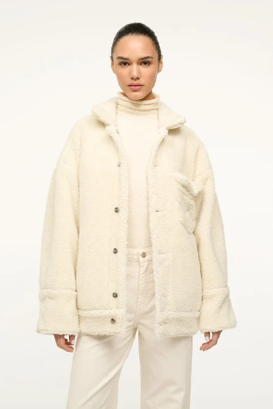 STAUD + WRANGLER REVERSIBLE BIGGEST JEAN JACKET | CREAM Trench Coat Raincoat Waterproof Jacket