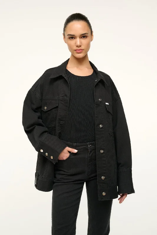 STAUD + WRANGLER THE BIGGEST JEAN JACKET | BLACK Cardigan Sweater Pullover