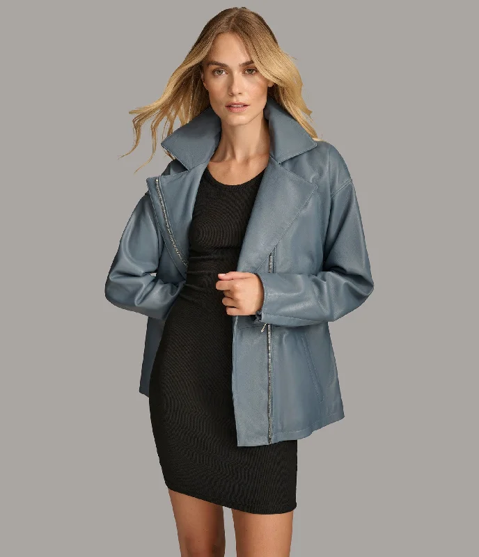 Monroe Belted Asymmetric Moto Jacket Cardigan Sweater Pullover