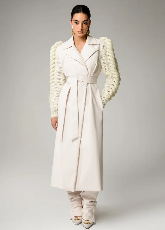 IVORY STATEMENT SLEEVES TRENCH Relaxed Utility Shacket
